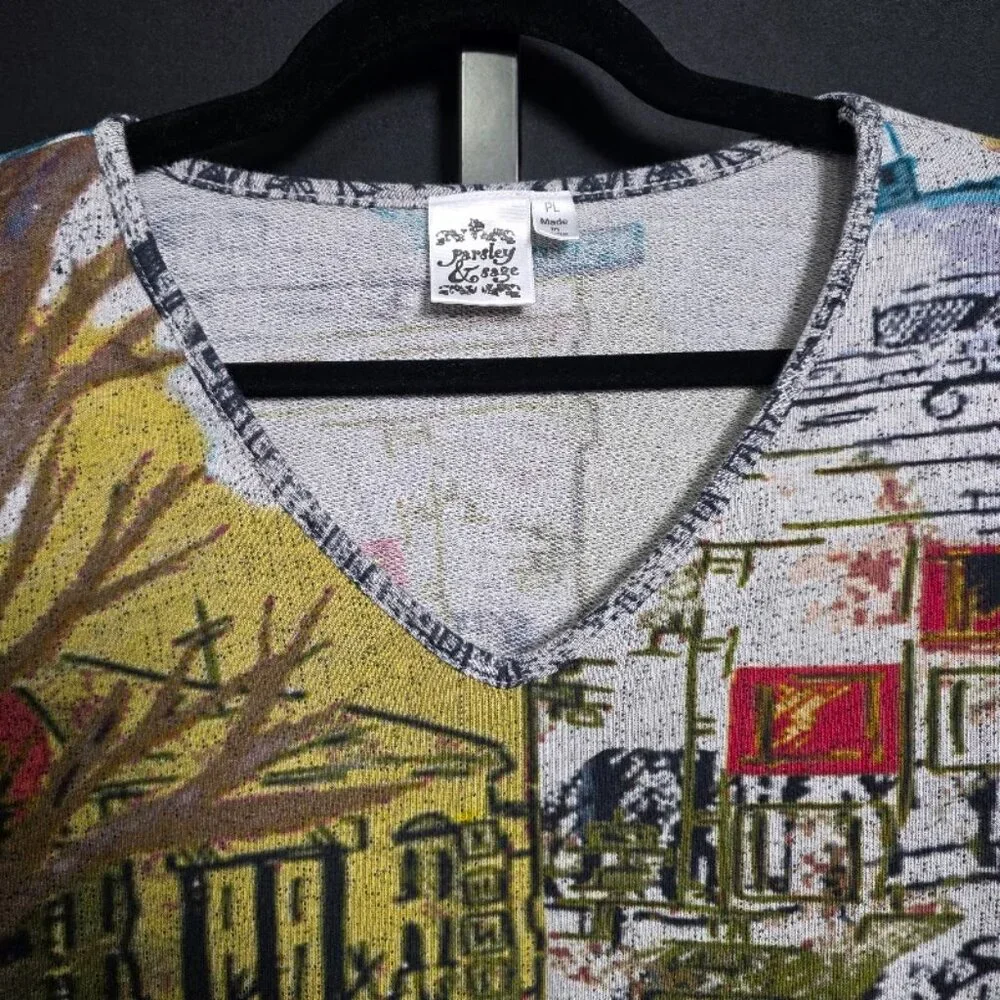 Parsley & Sage Tunic Top PL Petite Large Tapestry Art to Wear Dog Walker - Picture 3 of 6